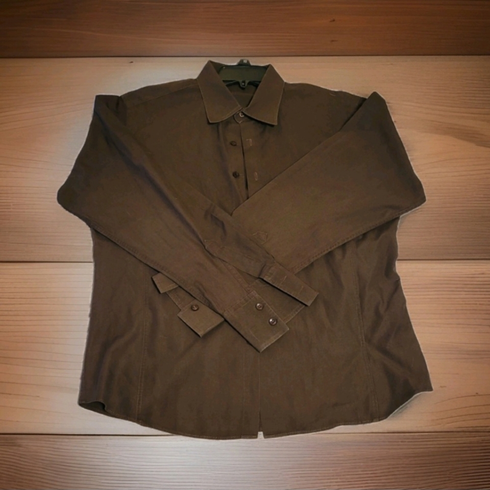 Men's 4 You Scandanavia Brown Button Down Casual/Dress Long Sleeve Sz L